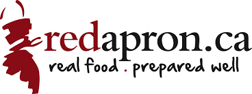 Red Apron logo featuring a drawn red apron next to red and black text